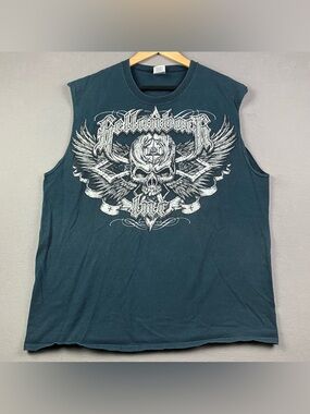 Hellenbach Inc. Men’s Tank Top Size XL Black Big Skull Graphic Logo Biker